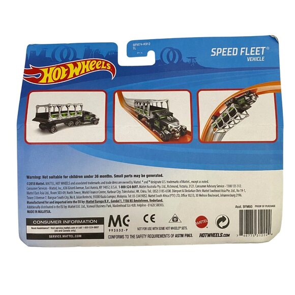 Hot Wheels Speed Fleet Hauler Truck Semi with Trailer Black Green 2018 Mattel - Picture 6 of 10